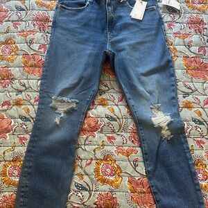 Good American Blue Distressed Skinny Jeans
